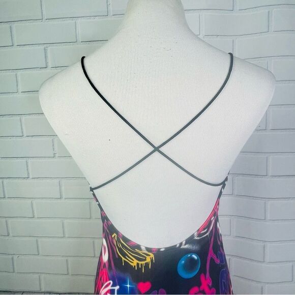 Shein Graffiti Print Backless Unitard Romper - Medium - Picture 13 of 16